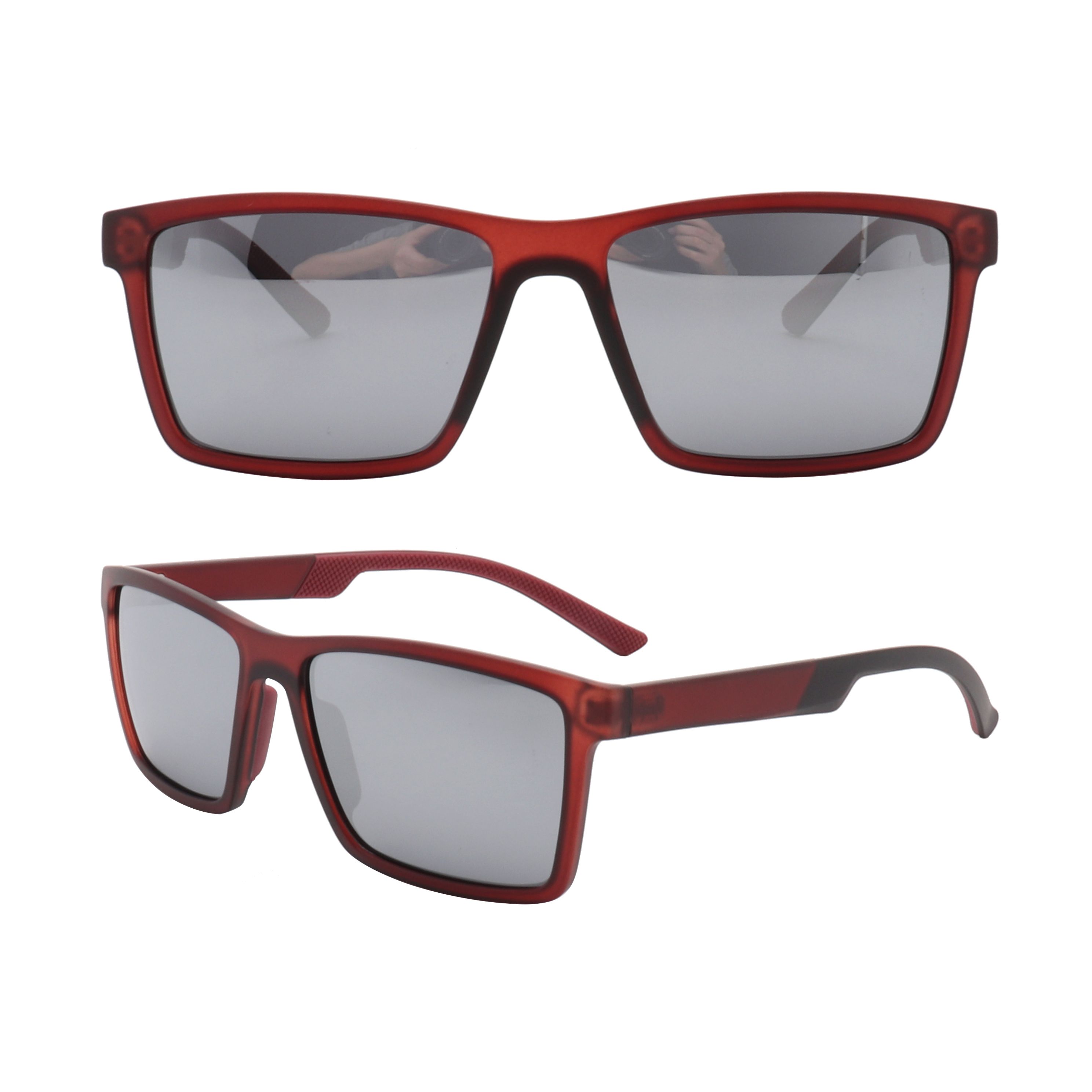 S221210 Light blue square lens dark red frame optical sunglasses