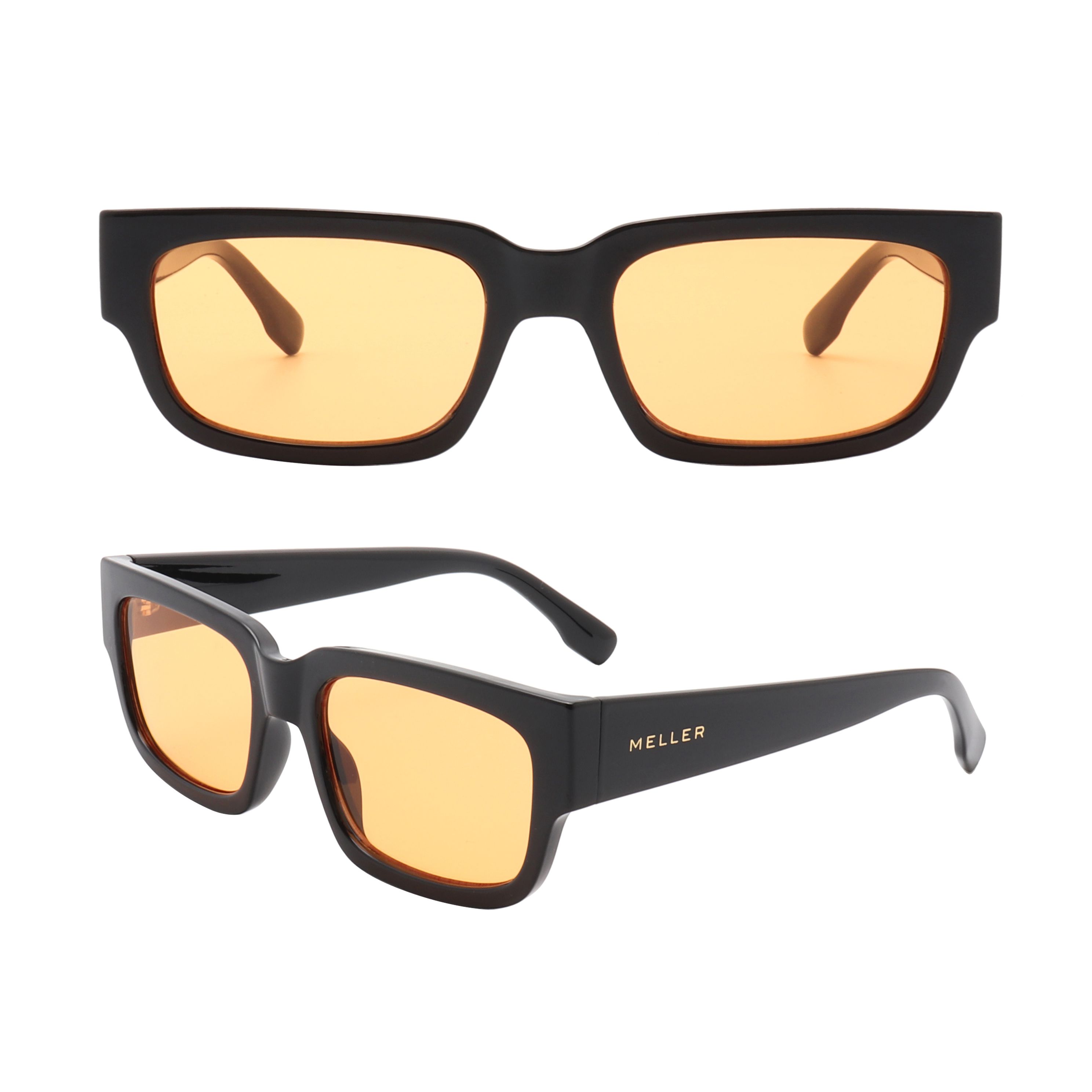 S221201 Light brown square lens black frame optical sunglasses