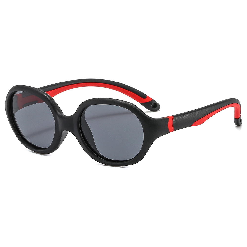 KS221201 oval lenses black red kids sunglasses