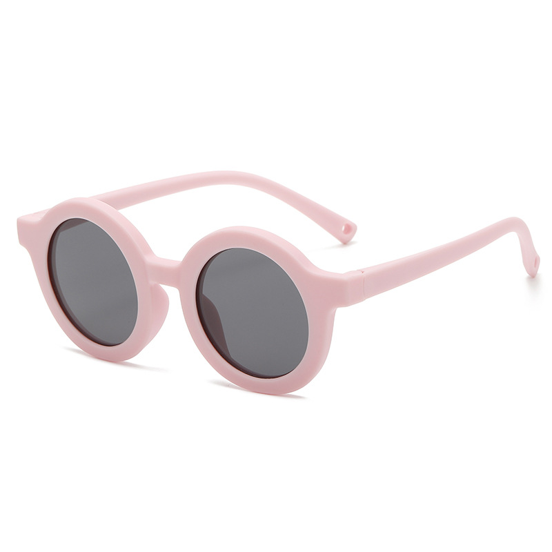 KS221226 black round lenses pink frame kids sunglasses