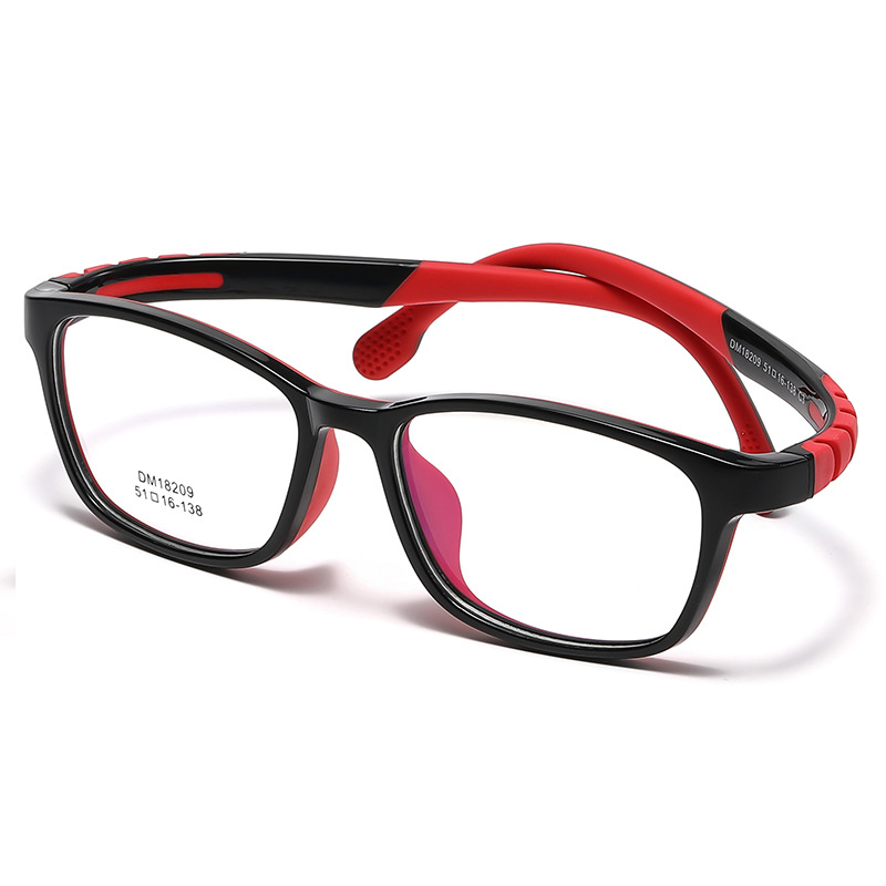 KOF221202 transparent square black and red frame kid Optical glasses