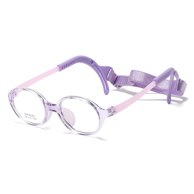 KOF221219 Round lens purple Anti drop sports lanyard kids optical glasses