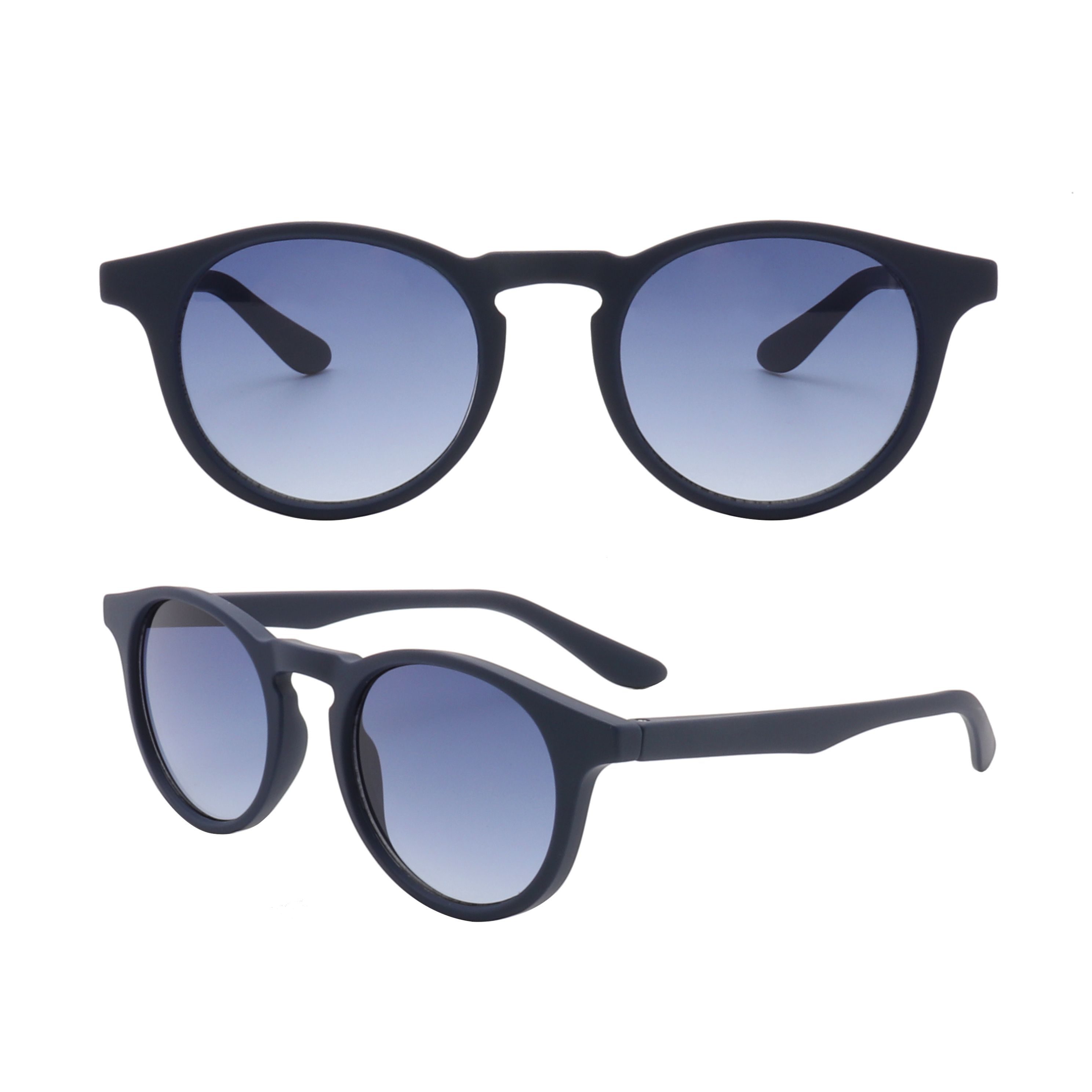 S221214 Blue lens round black frame fashionable optical sunglasses