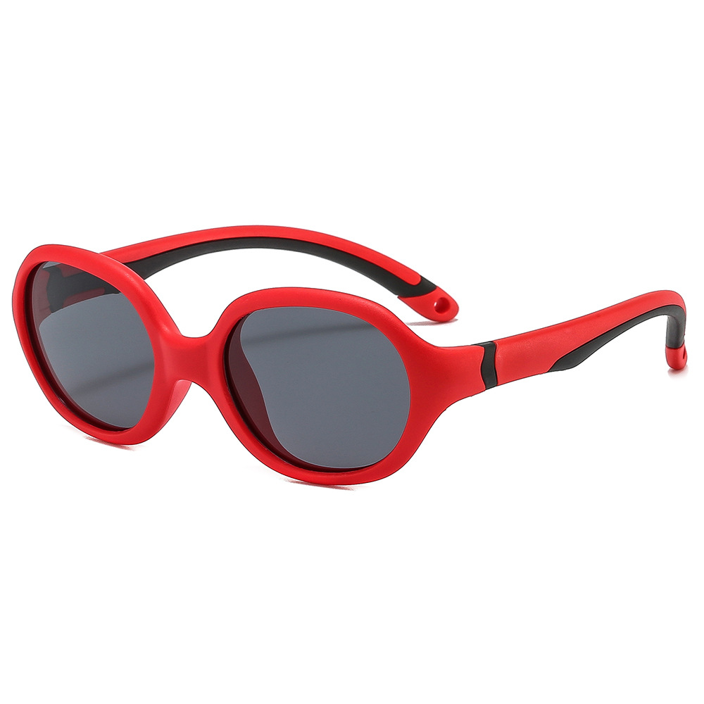 KS221206 oval lenses red black frame kids sunglasses