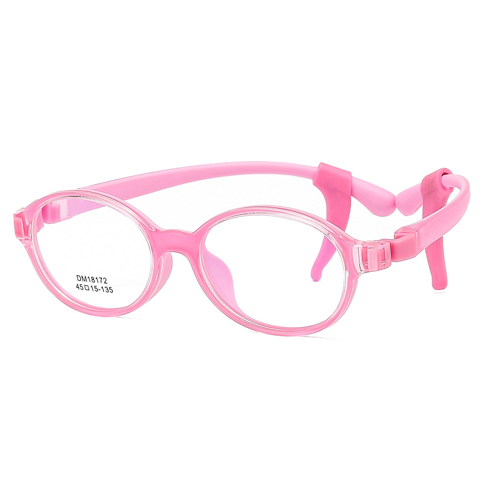 KOF221208 round lenses pink frame ear hook kids optical glasses