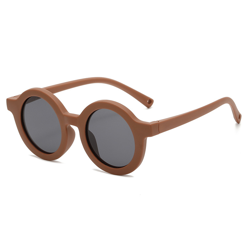 KS221219 round lenses brown frame kids sunglasses