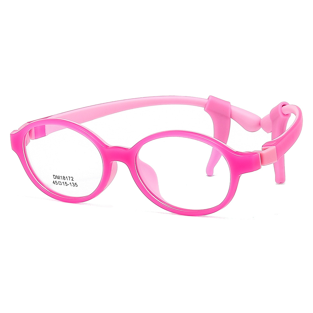 KOF221210 round lenses peach color frame lanyard kids optical glasses