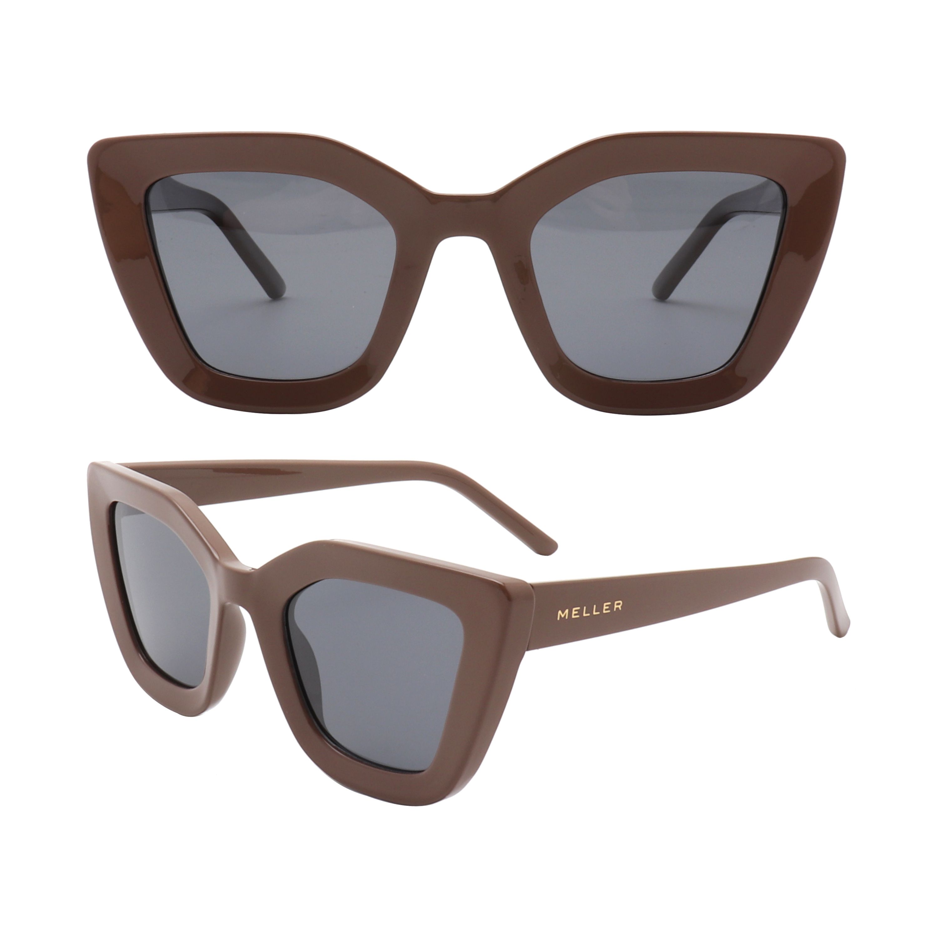 S221208 Light blue lens brown square frame optical sunglasses