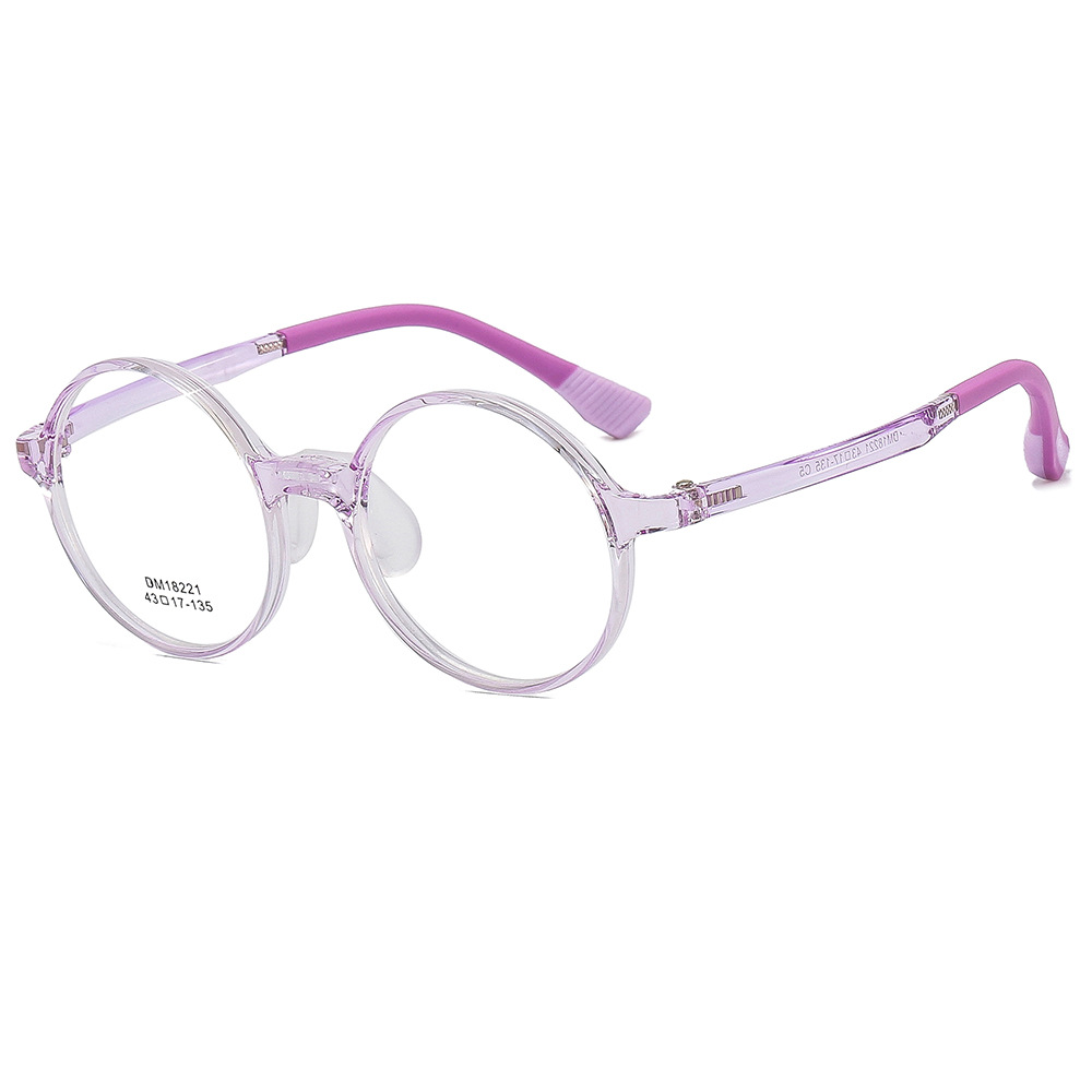 KOF221224 round lenses Silver purple kids optical glasses