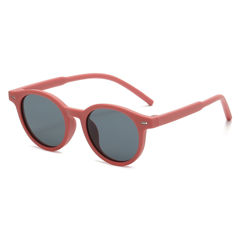 KS221217 black round lenses red frame kids sunglasses