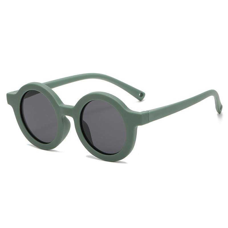 KS221222 round lenses blackish green frame kids sunglasses