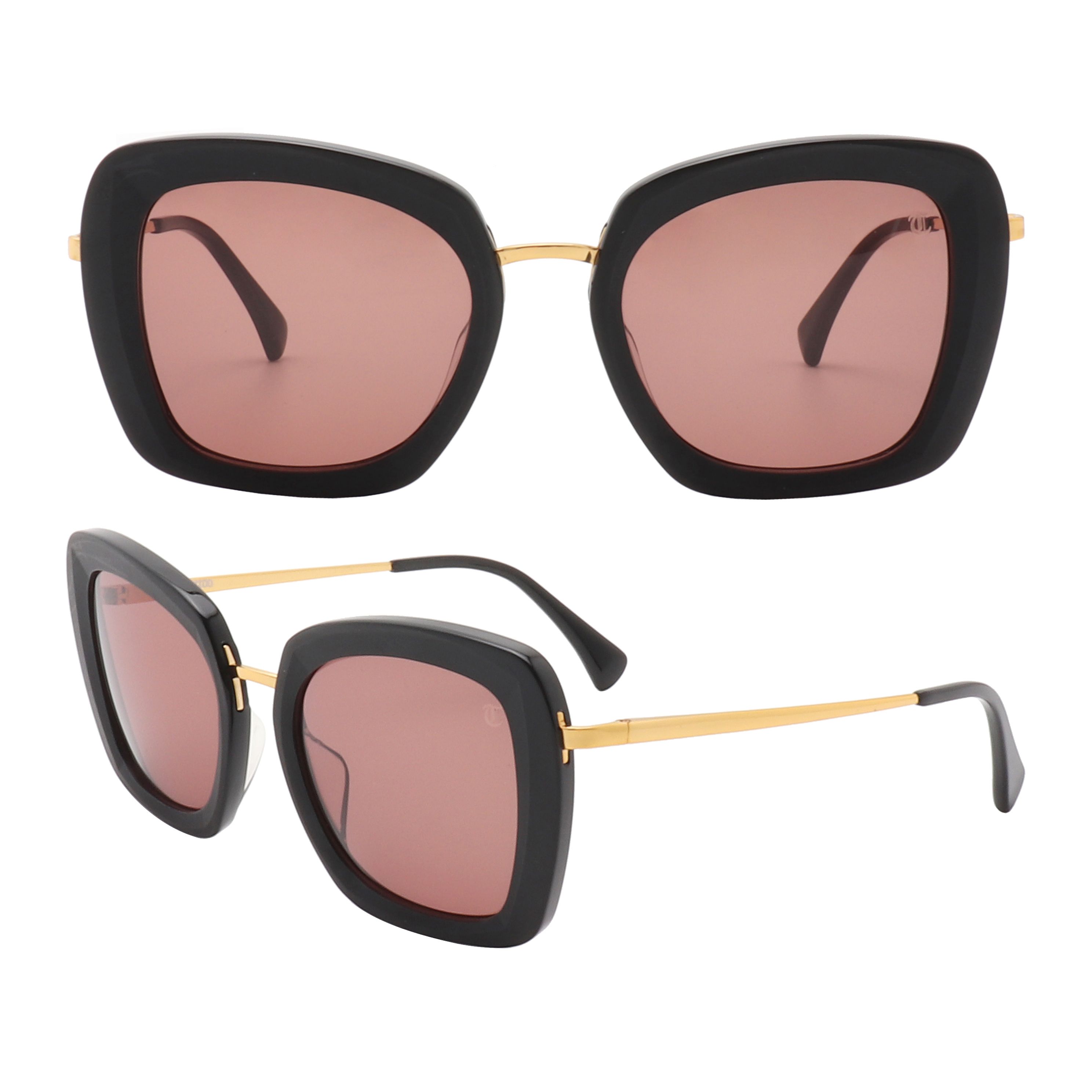 S221240 Fashion sunglasses with black frame and golden leg