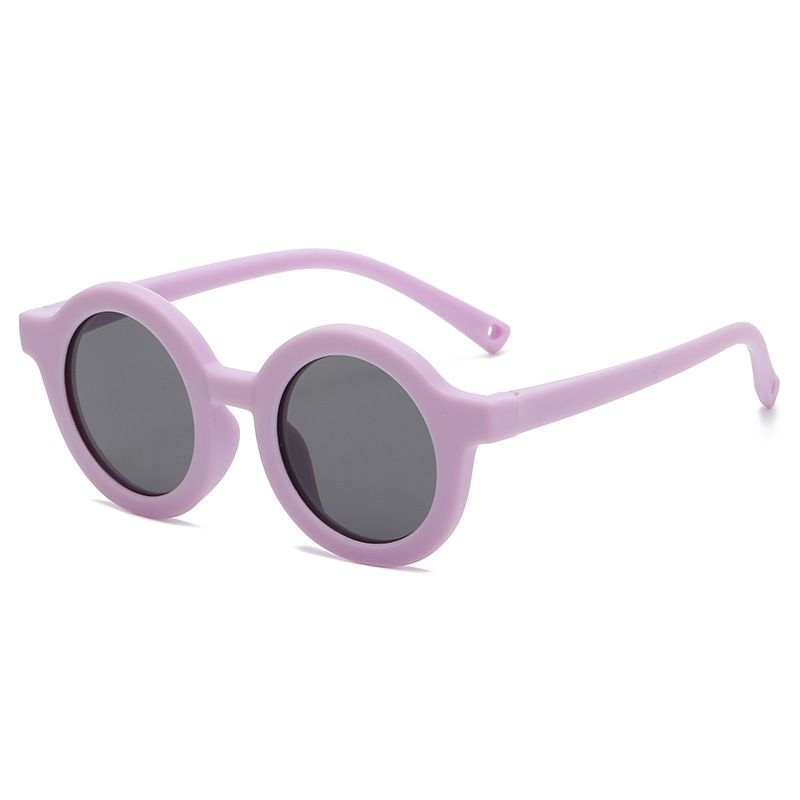 KS221225 black round lenses purple frame kids sunglasses