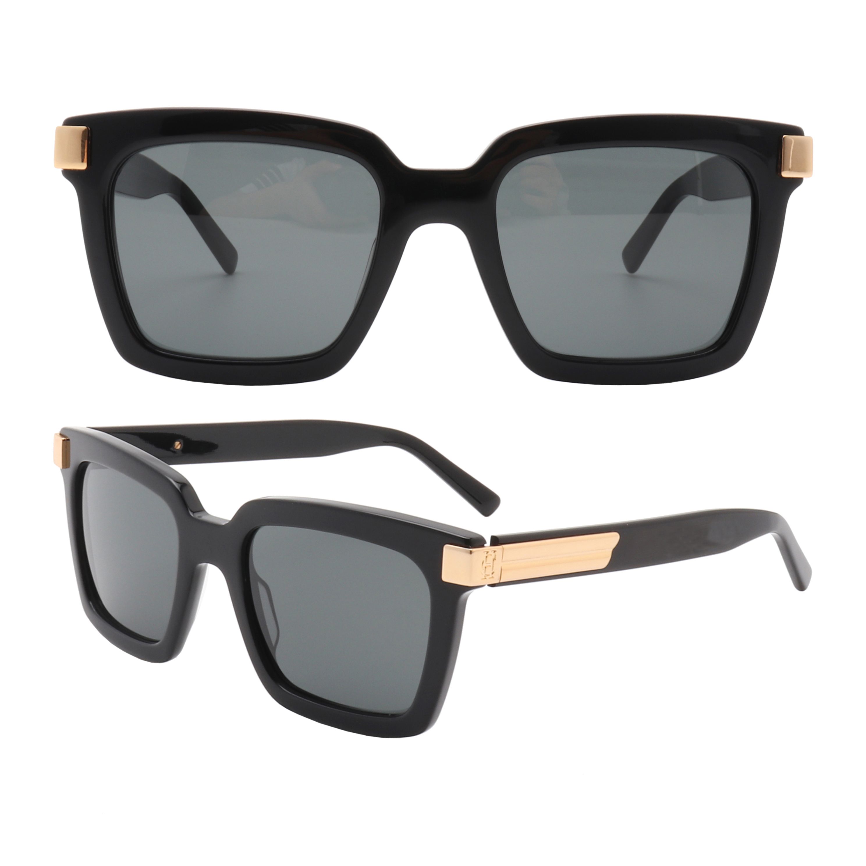 S221243 Black gold frame black lens sunglasses