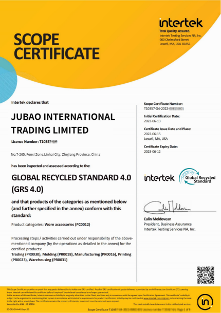 JUBAO OPTICAL certifications