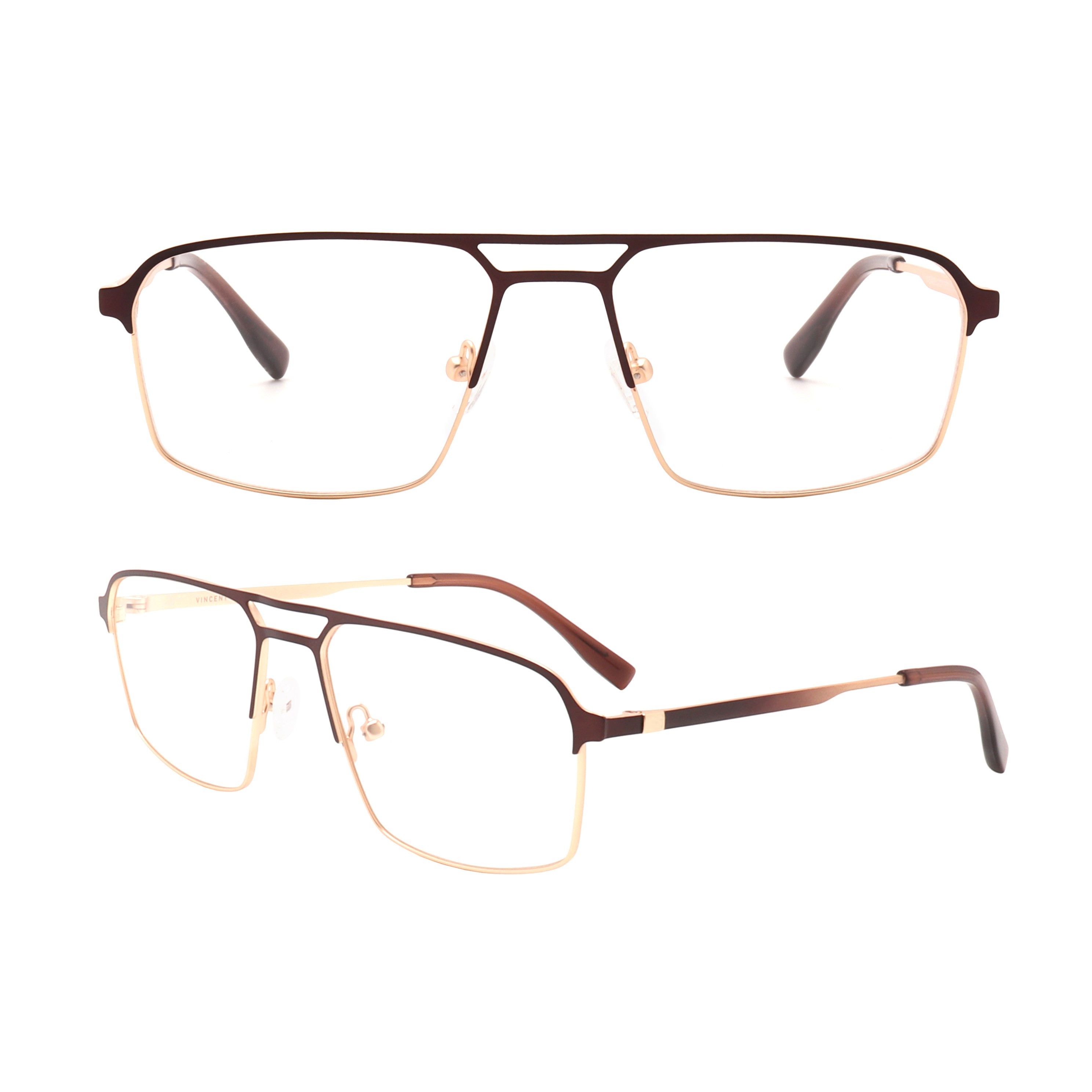 OF221207 Brown oval business optical metal glasses