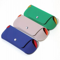 A230106 Rectangular leather three-color flip glasses storage cases