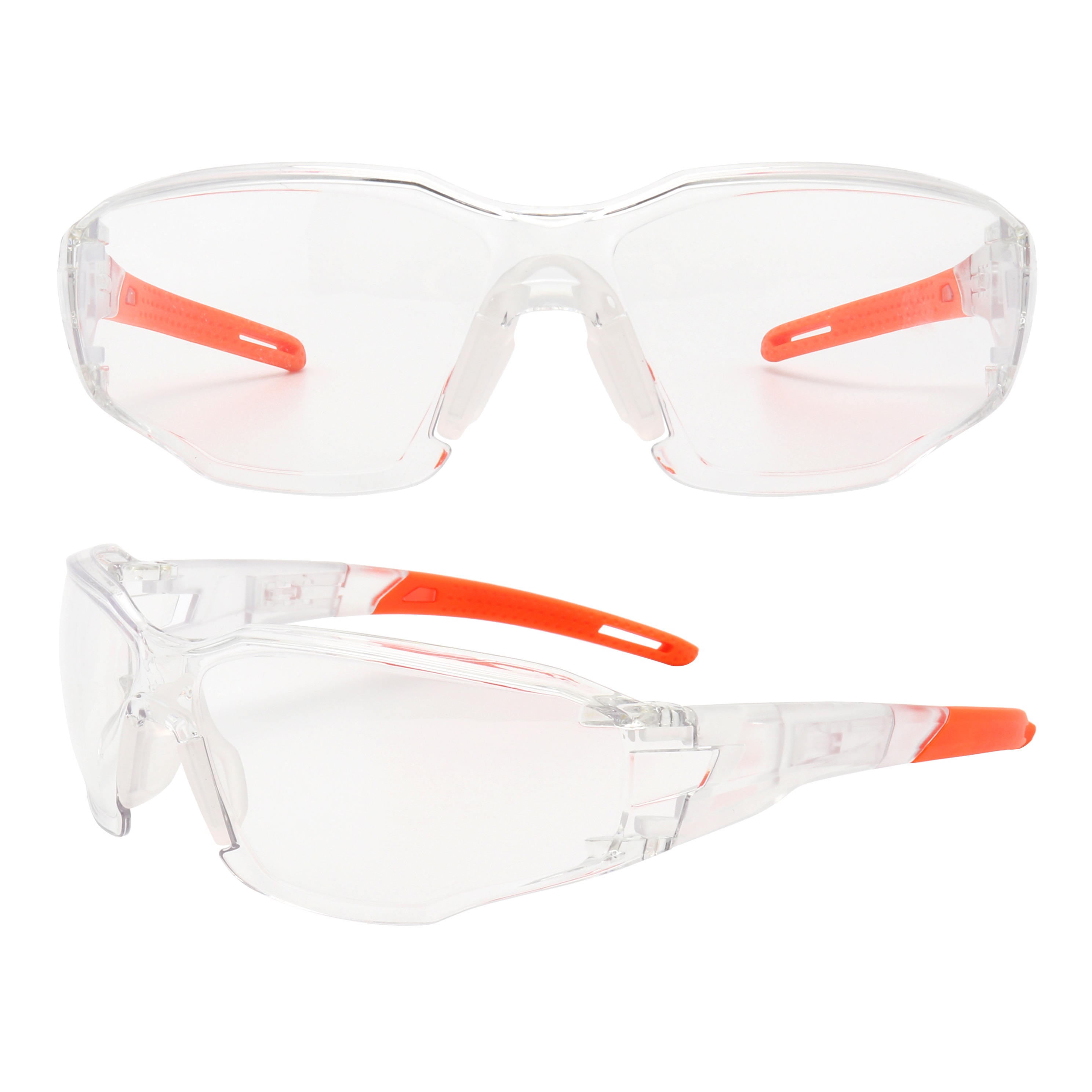 SG221206 Clear Oval Orange Temples  Clear Lens Sports Goggles