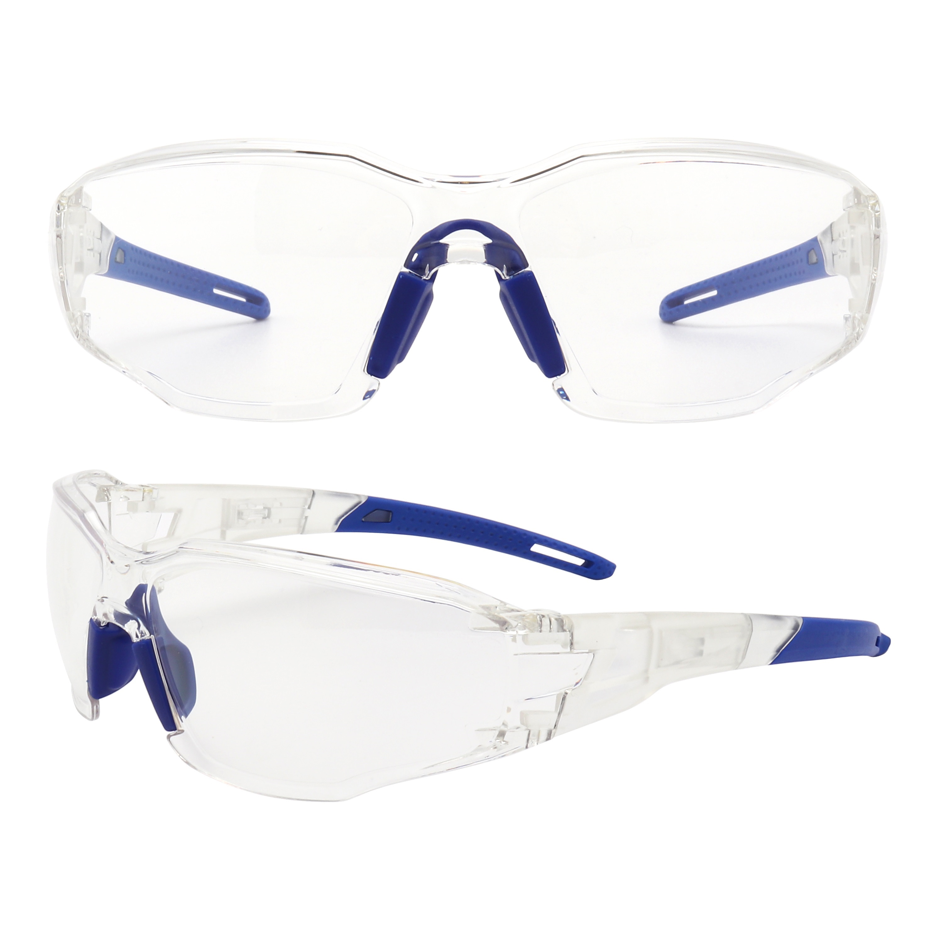 SG221204 Clear Oval Blue Temples and Stipules Clear Lens Goggles