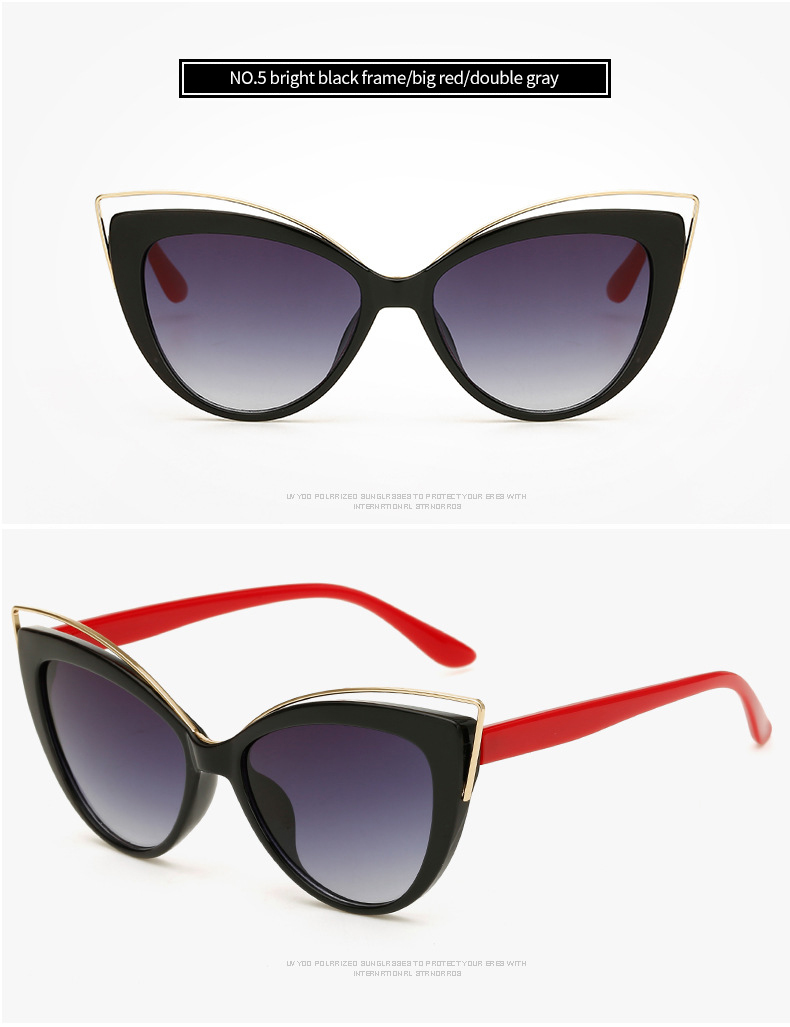 Women's Fashion Shiny Black Sunglasses High quality