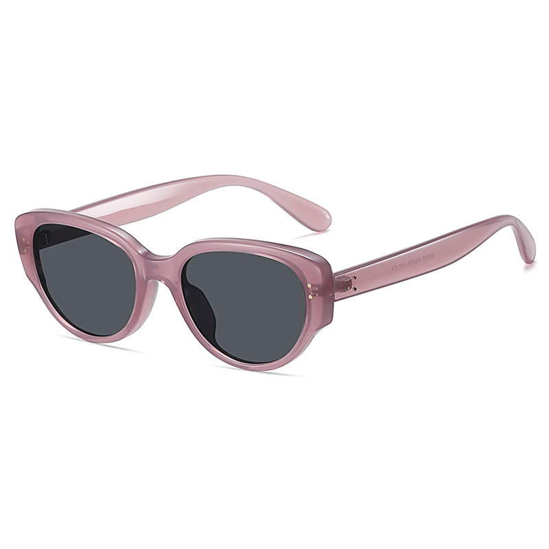 Simple fashionable and trendy new frame Korean style elegant sunglasses bright turbid fruit pink gray lenses