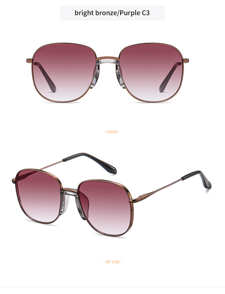 FashionableBrightbrightbronzepurplegradientsunglassesforwomenKoreanstylelightluxurysunglassesroundframe