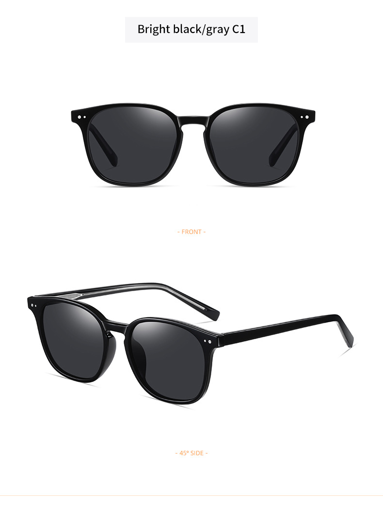 FashionablebrightblackandgraypolarizedTR90sheetpinoutdoortravelanti-UVstreetphotographysunglasses