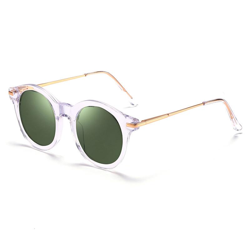 SKU-02 Summer new trendy transparent frame dark green acetate sunglasses