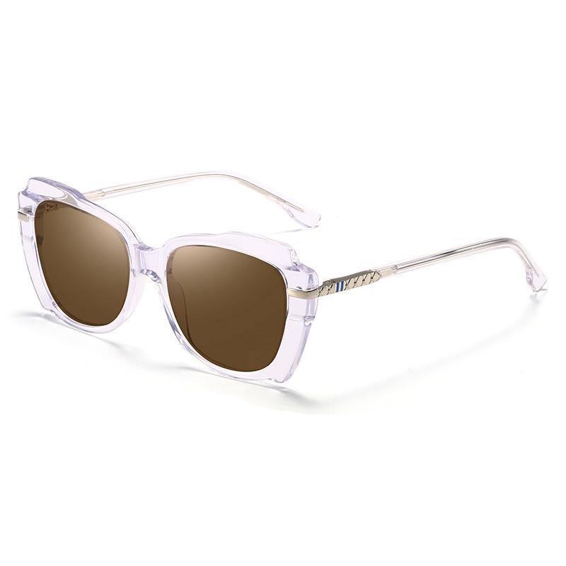 SKU-02-Transparent frame full tea fashion anti-UV polarized sunglasses