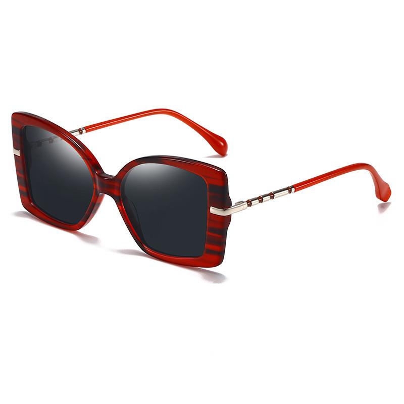 SKU-04-burgundy frame blue gray European and American cross-border large frame sunscreen sunglasses