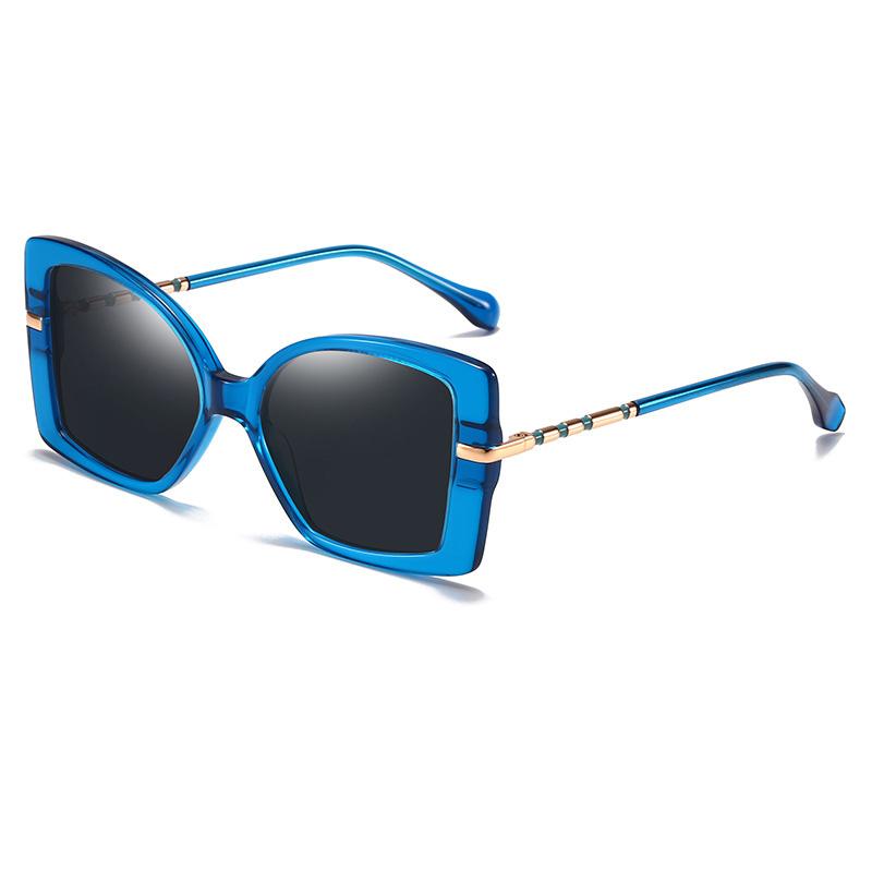 SKU-03-Transparent blue frame blue gray European and American cross-border large frame sunscreen sunglasses