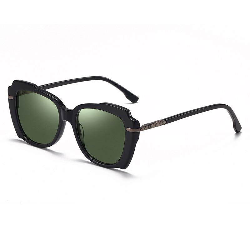 SKU-01-Black frame dark green fashionable anti-UV polarized sunglasses